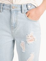 Bawełniane jeansy z przetarciami