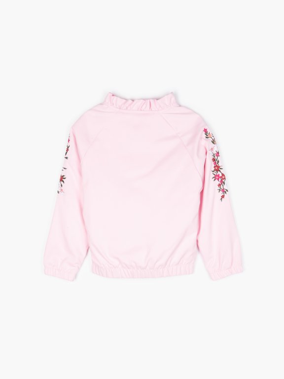Bomber jacket with sleeve embroidery
