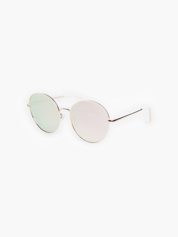 Okrągłe okulary przeciwsłoneczne z lustrzanymi szkłami