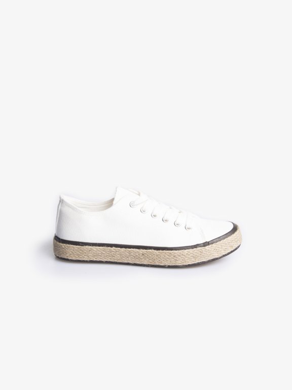 Canvas sneakers with straw detail