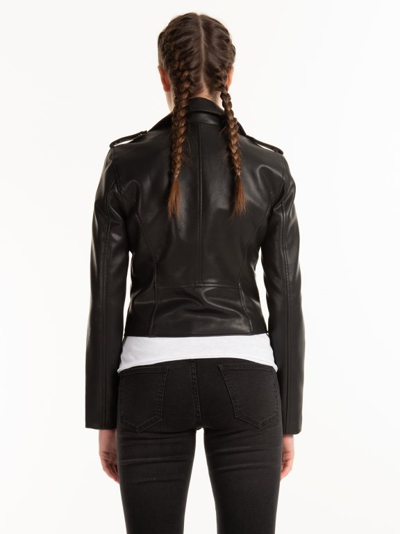 Vegan leather biker jacket