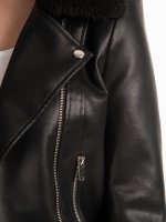 Vegan leather biker jacket with faux fur