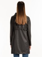 Vegan leather parka with hood