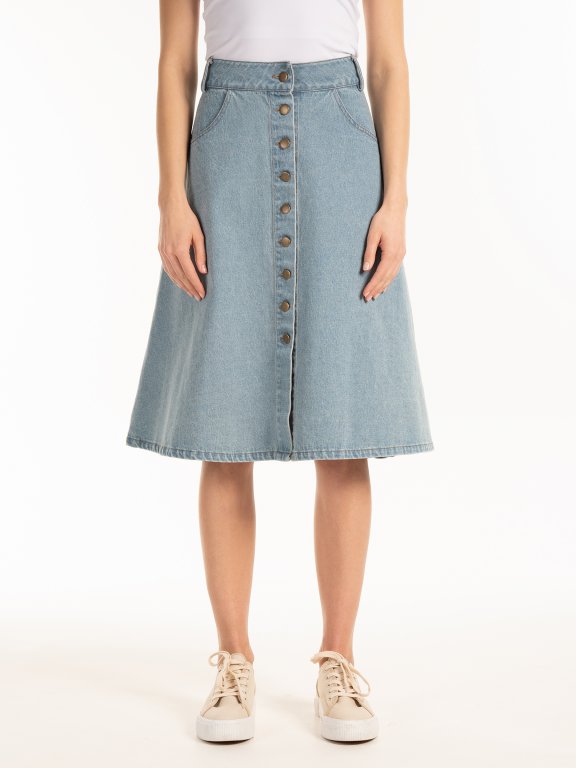Denim button down skirt
