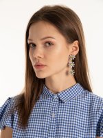 Long faux stone daisies earrings