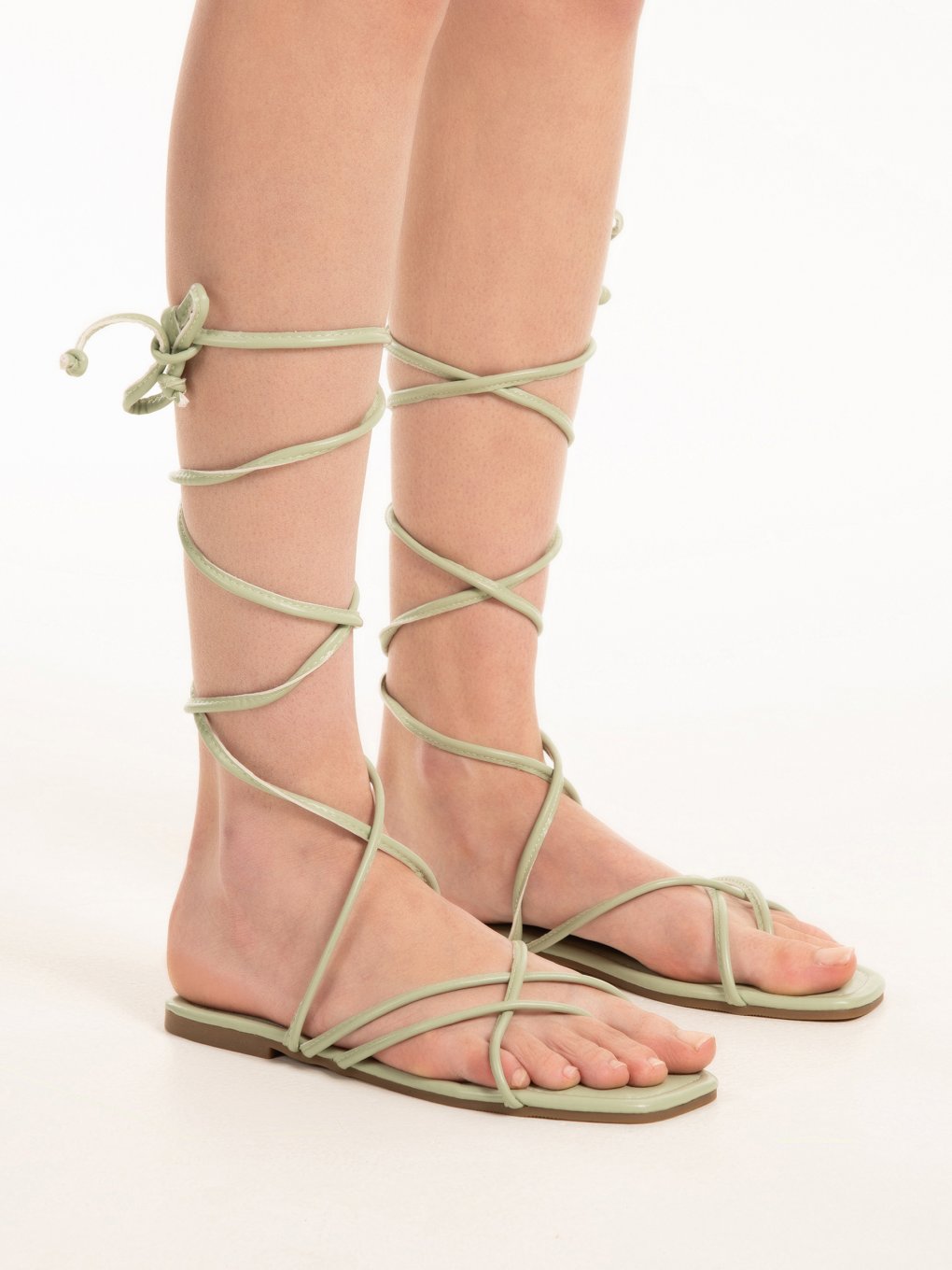 Lace-up flat sandals