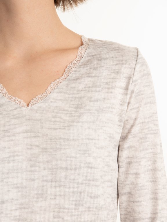 Marled top with lace