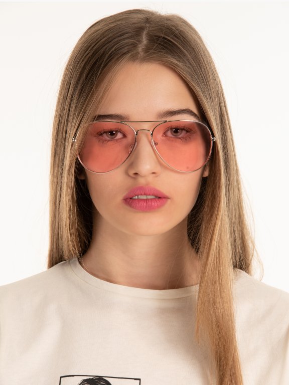Slnečné okuliare aviator s farebnými sklami