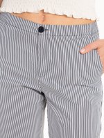 Striped straight slim fit trousers