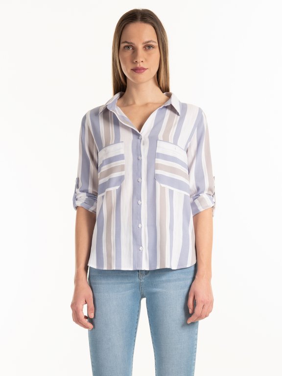 Cotton blend striped blouse