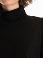 Longline roll neck t-shirt with side slits