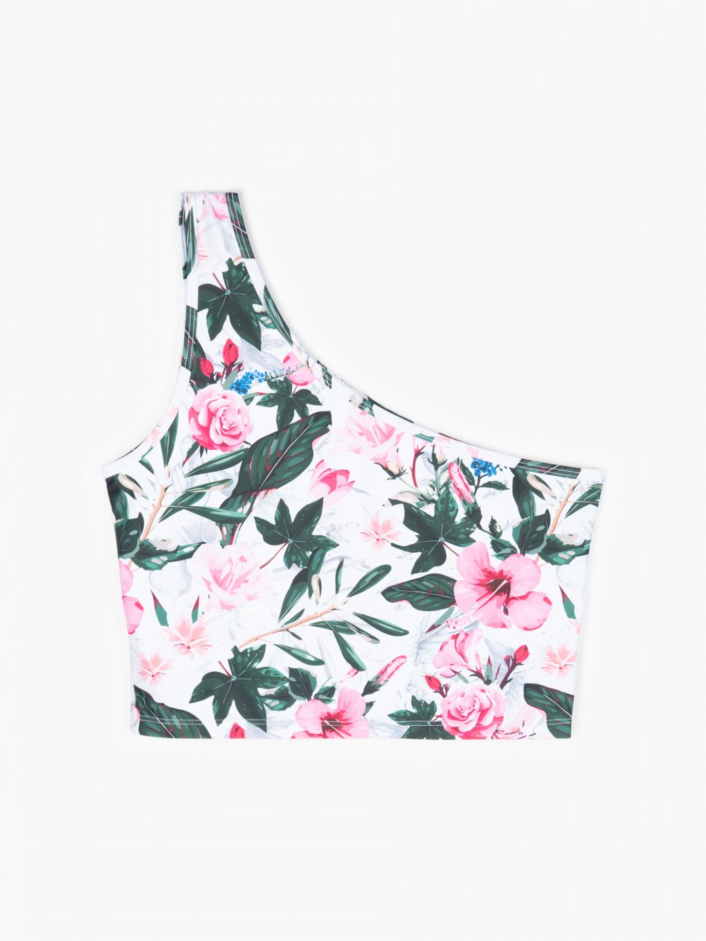 One shoulder floral print crop top