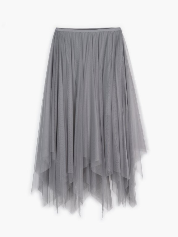 Asymmetric tulle skirt