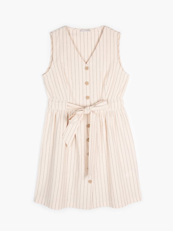 Striped button down cotton dress