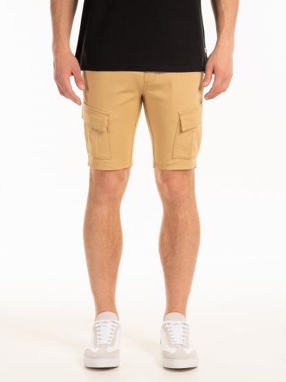 Regular men´s stretch chino shorts with textile belt | GATE