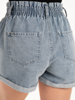 Paperbag denim shorts