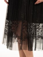 Pleated tulle skirt with embro
