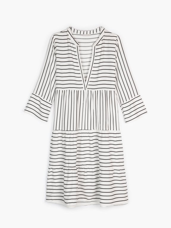 Ruffled striped viscose dress
