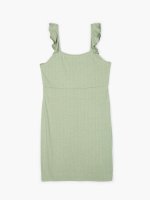 Ribbed dress with ruffled strings