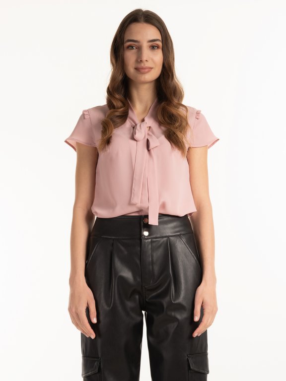 Blouse with bow tie