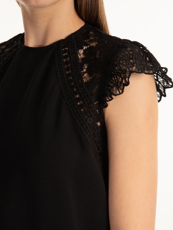 Plain dress with lace detail