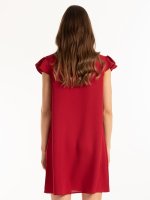 Plain mini dress with ruffle sleeve