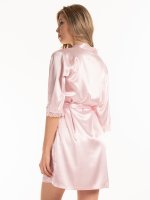 Satin dressing gown with lace