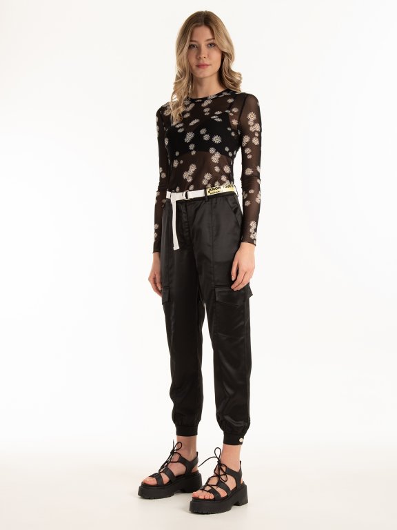 Mesh top with floral print
