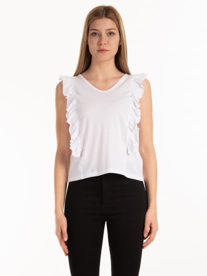 Cotton tank with ruffle