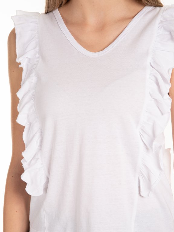 Cotton tank with ruffle