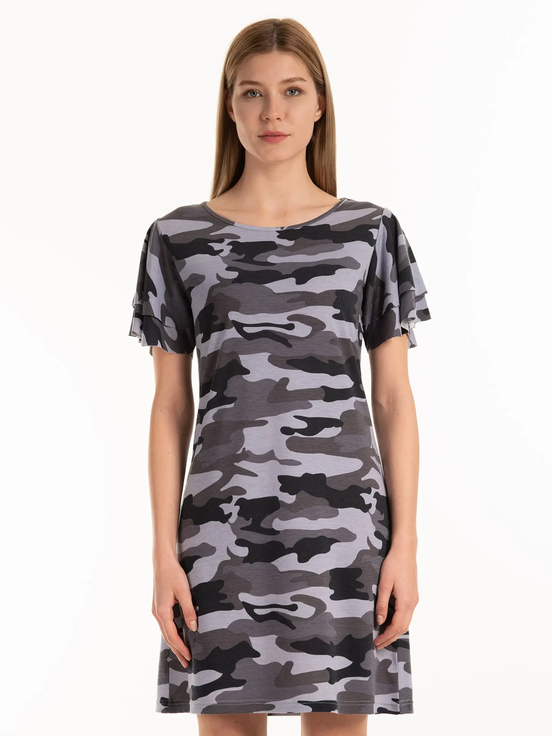 camo print t shirt dress Olive Camo Print Curve Lined T-Shirt Dress