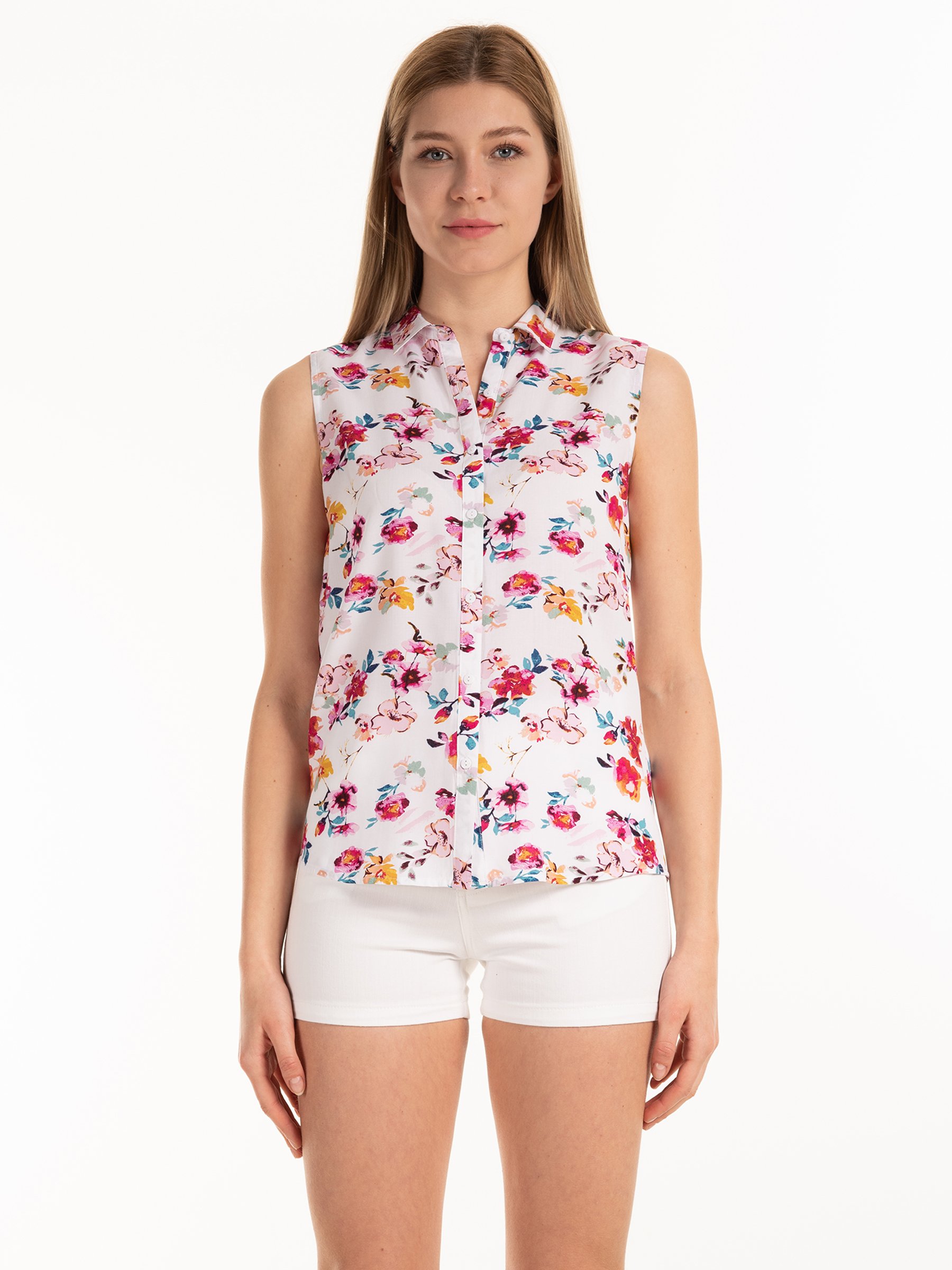 Floral print sleeveless blouse | GATE
