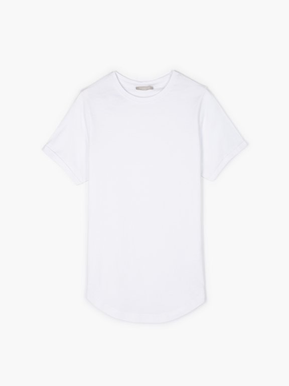 T-shirt basic z bawełny z okrągłym dołem