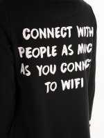 Long hoody with message print