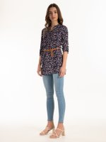 Floral blouse with belt