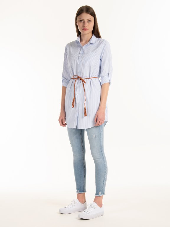 Striped blouse with belt