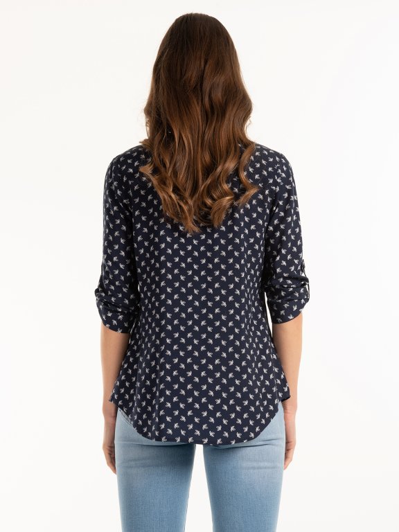 Roll-up sleeve blouse