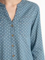 Polka dot print cotton blouse