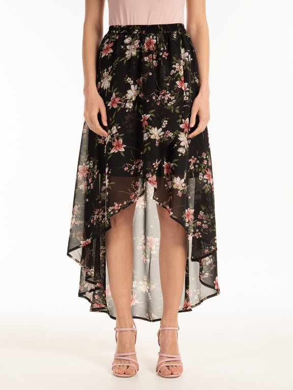 High-low floral print skirt