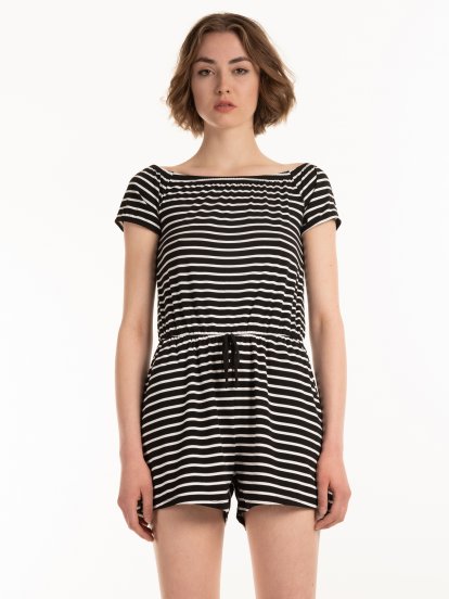 Striped short jumpsuit