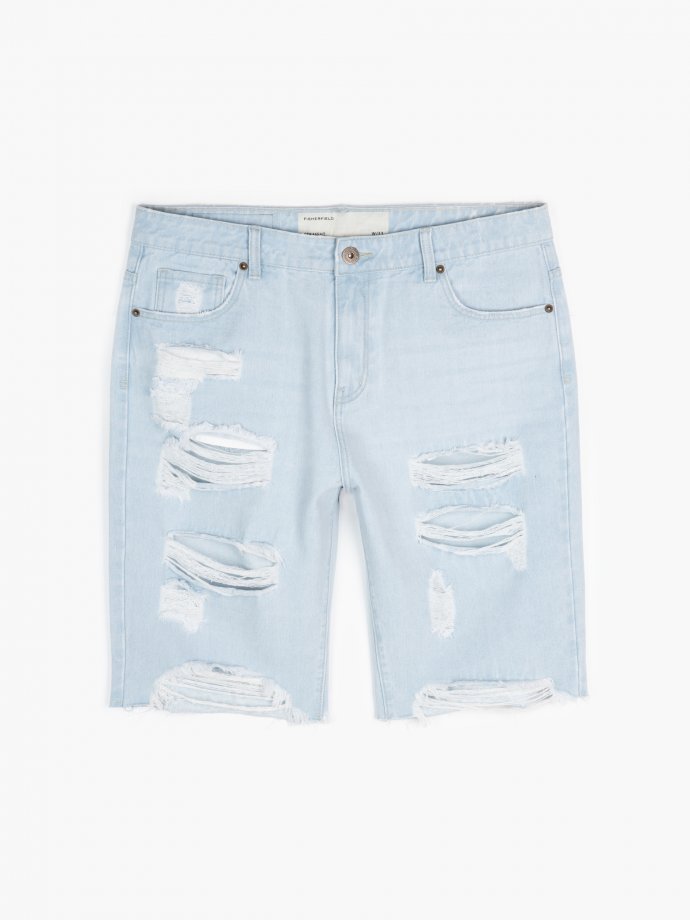 men denim distressed shorts