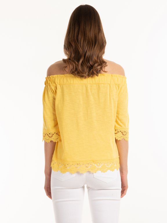 Off-the-shoulder top with crochet details