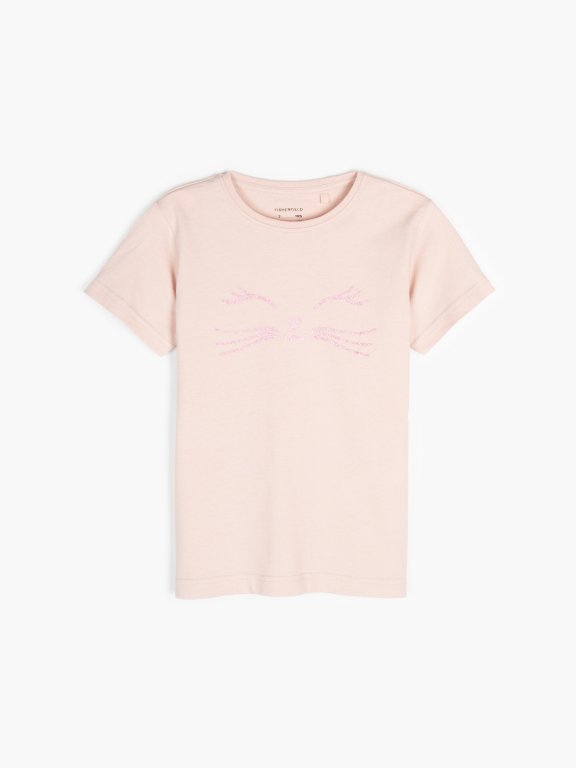 Cotton t-shirt with glitter print