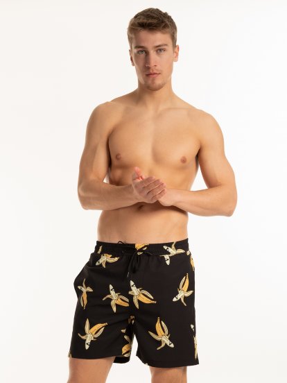 Strečové plavecké šortky s potlačou