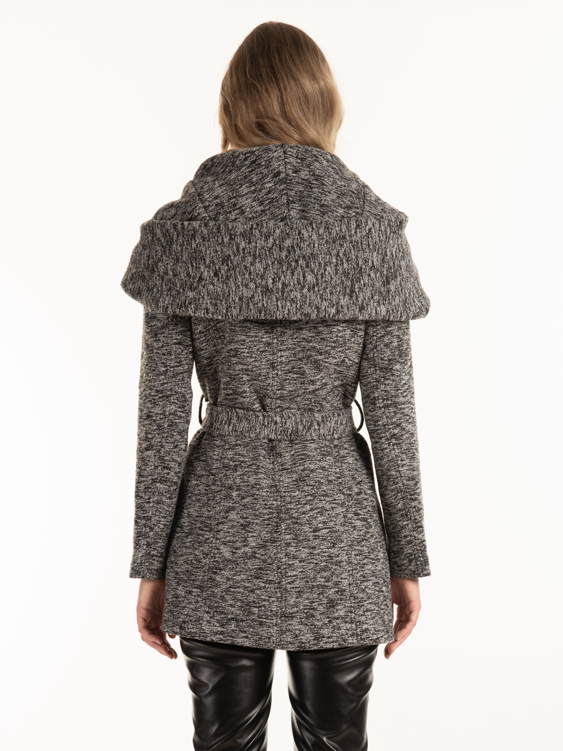 Marled hooded coat with belt | GATE