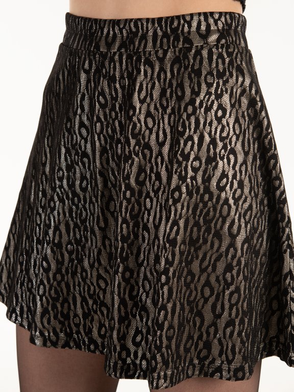 A-line skirt with metallic animal pattern