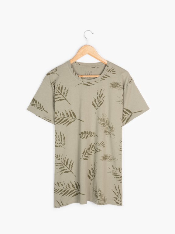 Palm leaves print cotton t-shirt