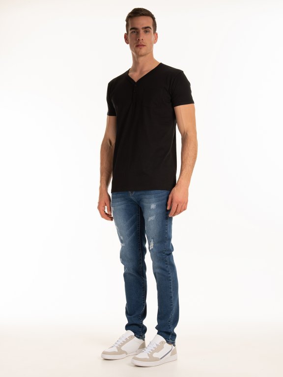 Basic jersey t-shirt with front buttons