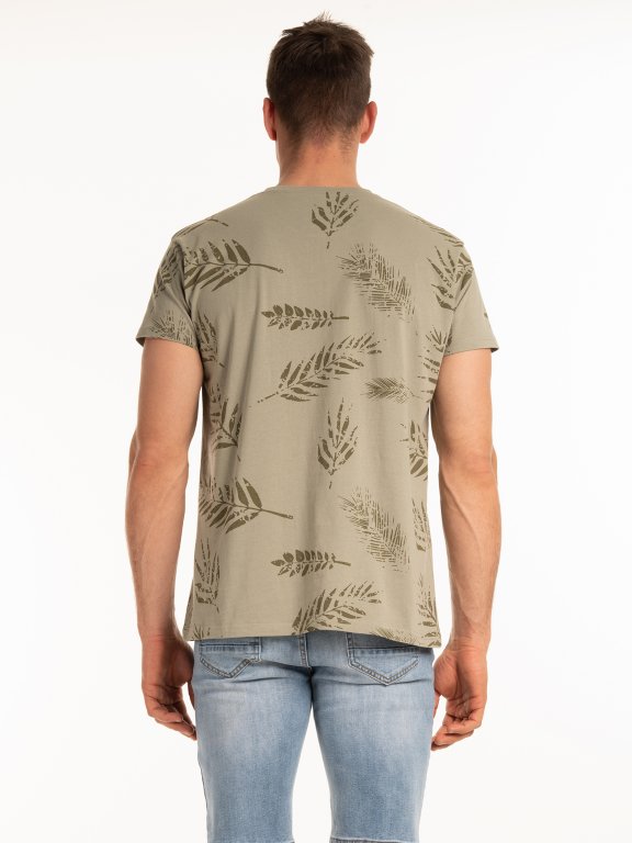Palm leaves print cotton t-shirt
