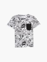 Printed cotton t-shirt with pocket